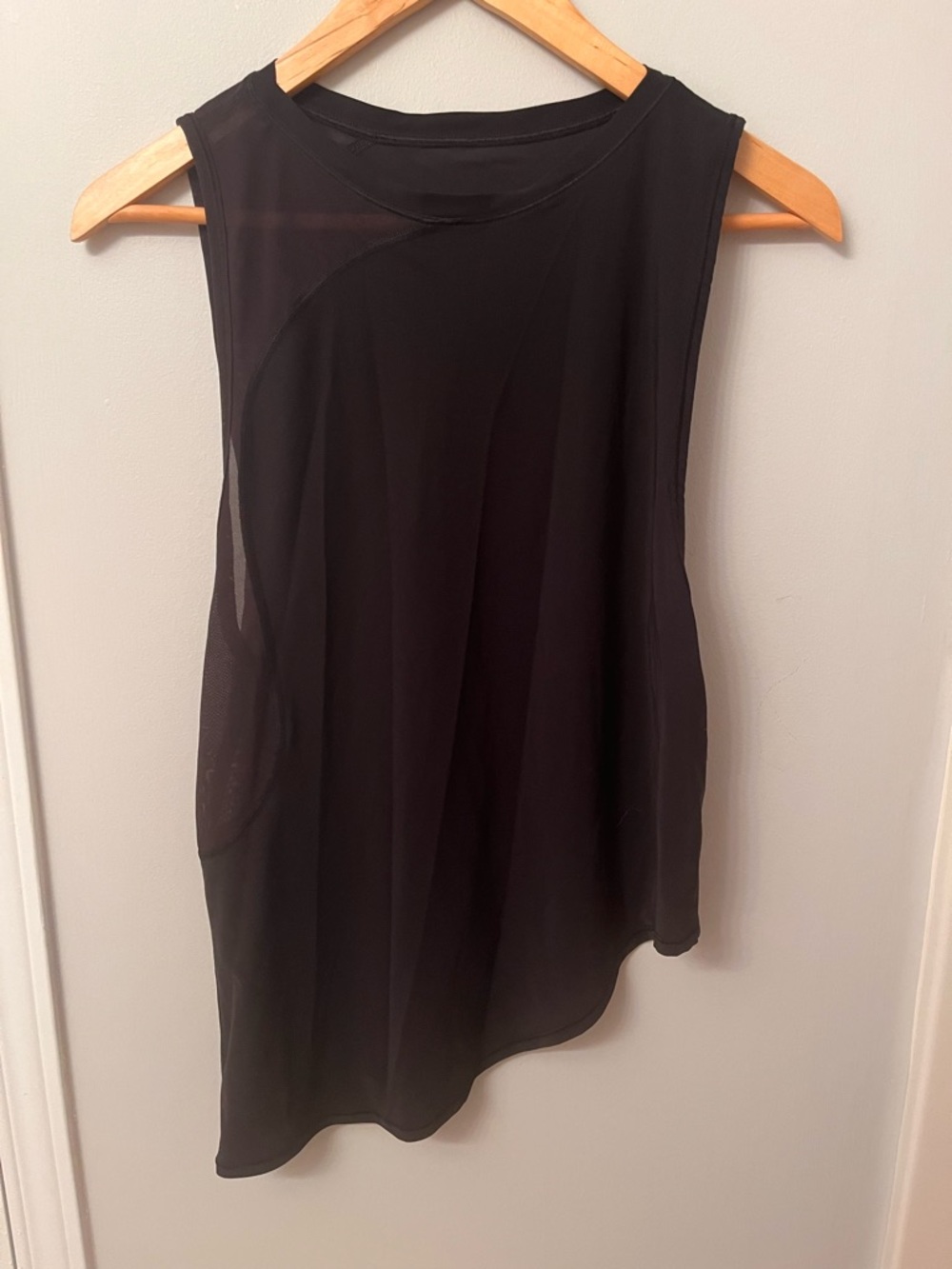 Lululemon Sleeveless Black Asymmetric Running Top with Mesh Sides